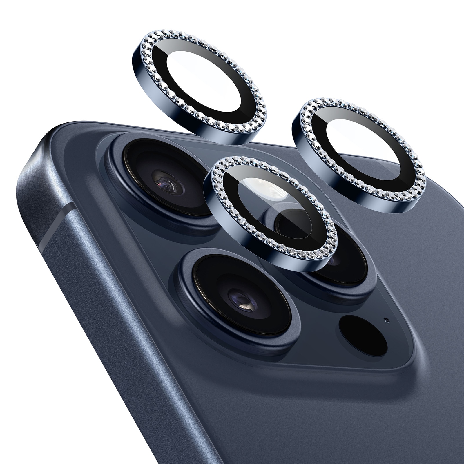 Armorite Camera Lens Protector iPhone 15 Pro Max Rhinestone Blue