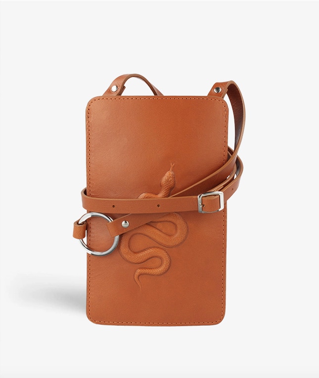 Smart Crossbody Bolsa Vegetable Tanned Snake Marrón