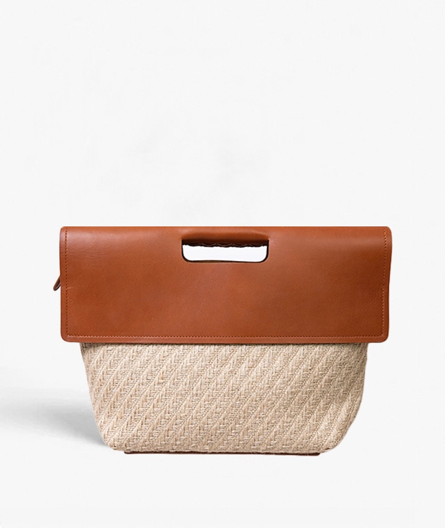 Classy Bag Jute Leather Vegetable Tanned Marrón