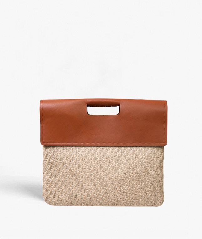 Trend Bag Jute Leather Vegetable Tanned Marrón