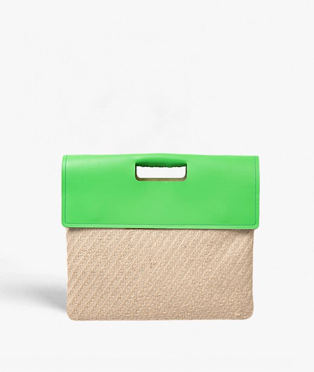 Trend Bag Jute Leather Vegetable Tanned Vibrant Green