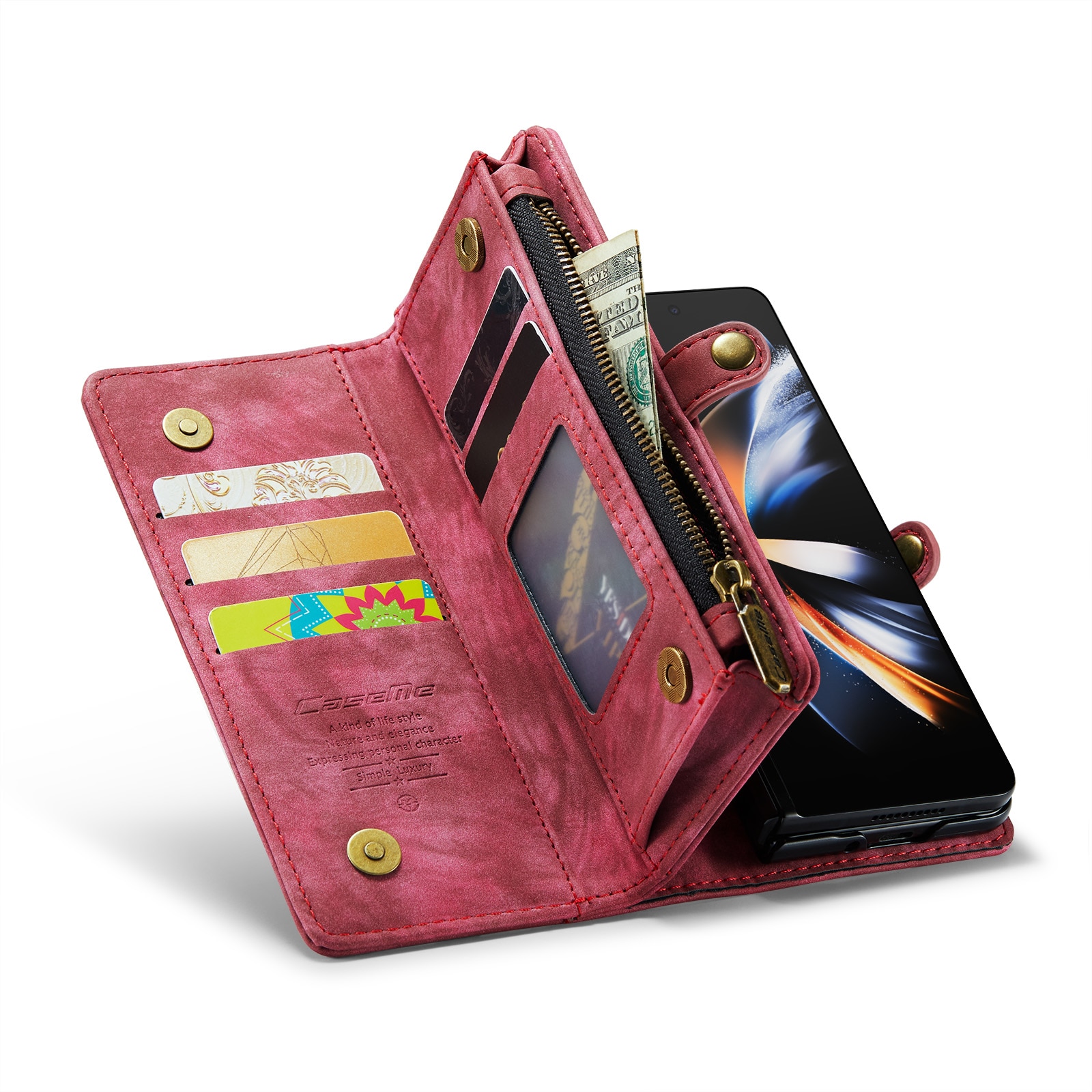 Cartera Multi-Slot Samsung Galaxy Z Fold 4 Rojo