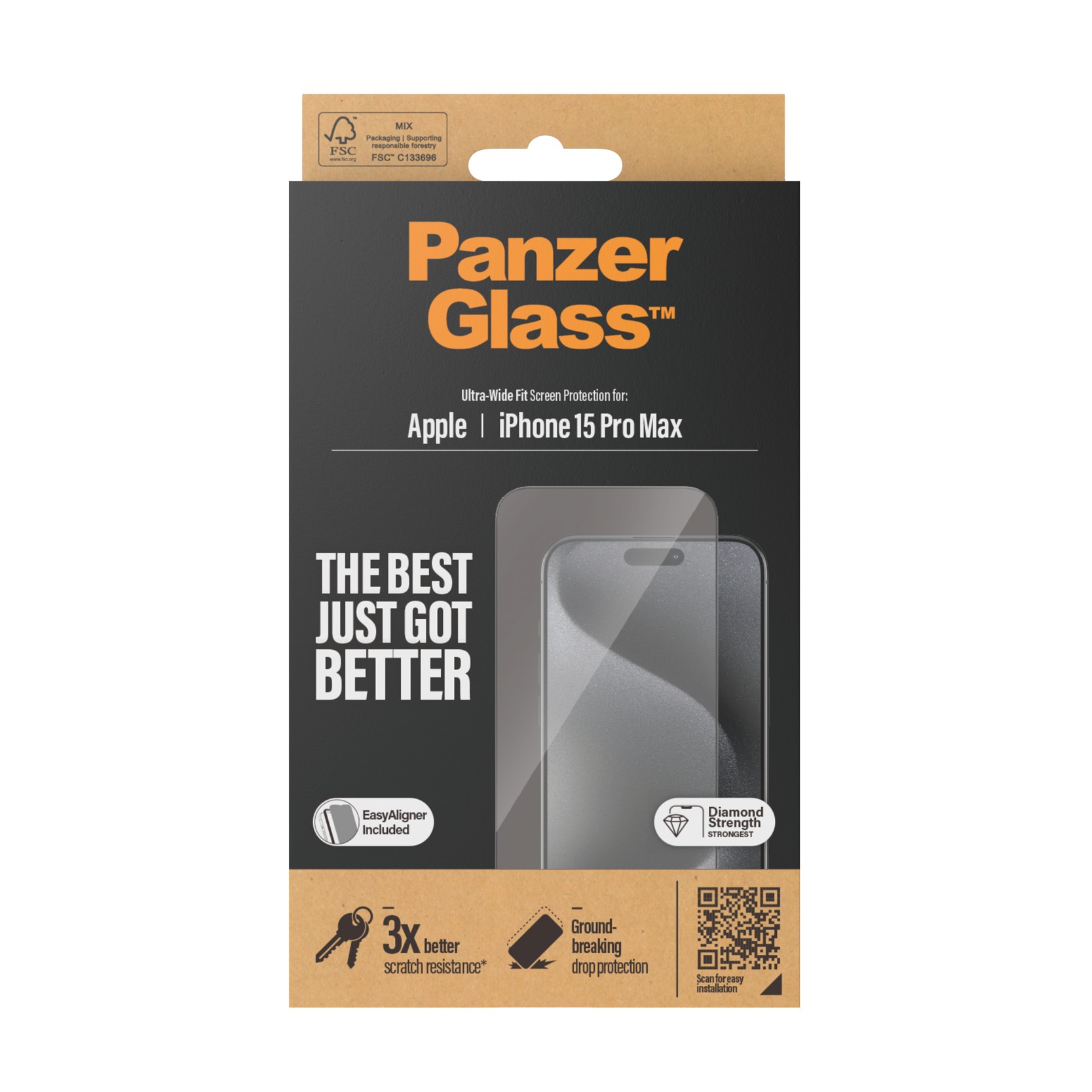 iPhone 15 Pro Max Screen Protector (with EasyAligner) Ultra Wide Fit