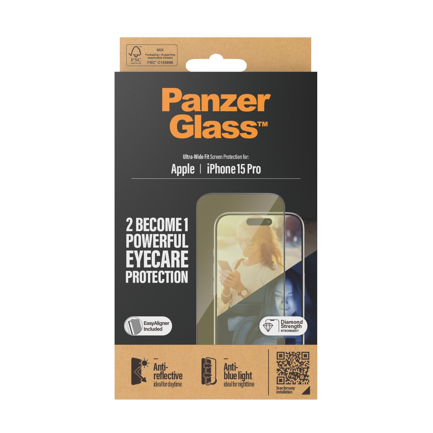 iPhone 15 Pro Eyecare Screen Protector (with EasyAligner) Ultra Wide Fit