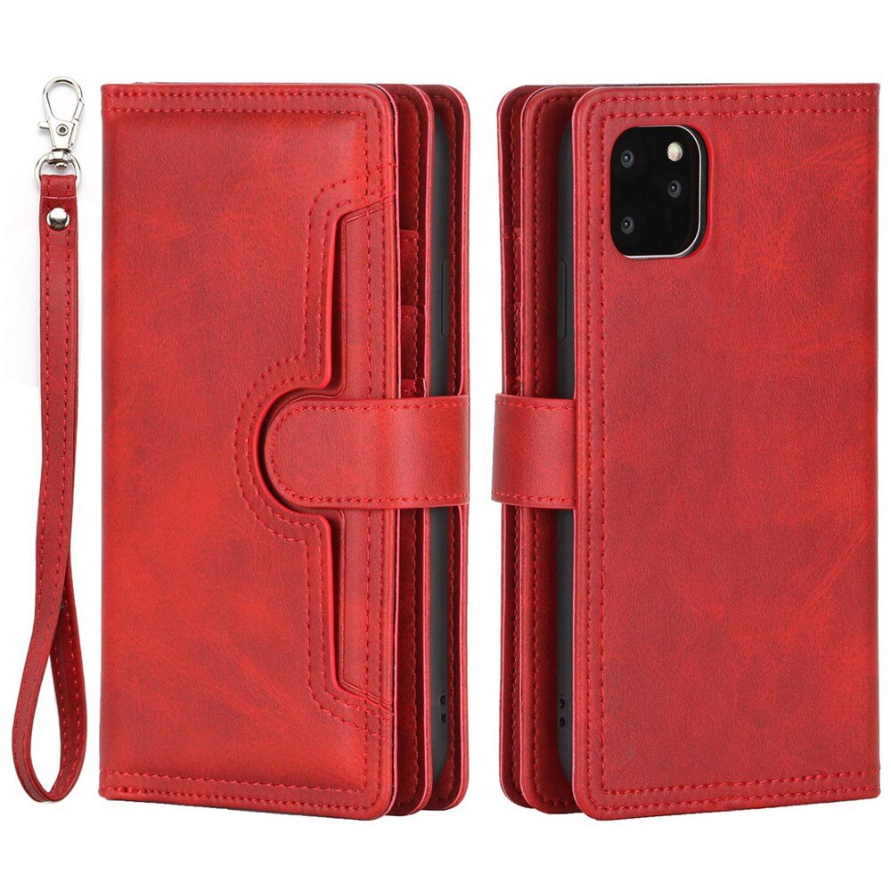 Multi-Slot tipo cartera de cuero iPhone 13 Rojo