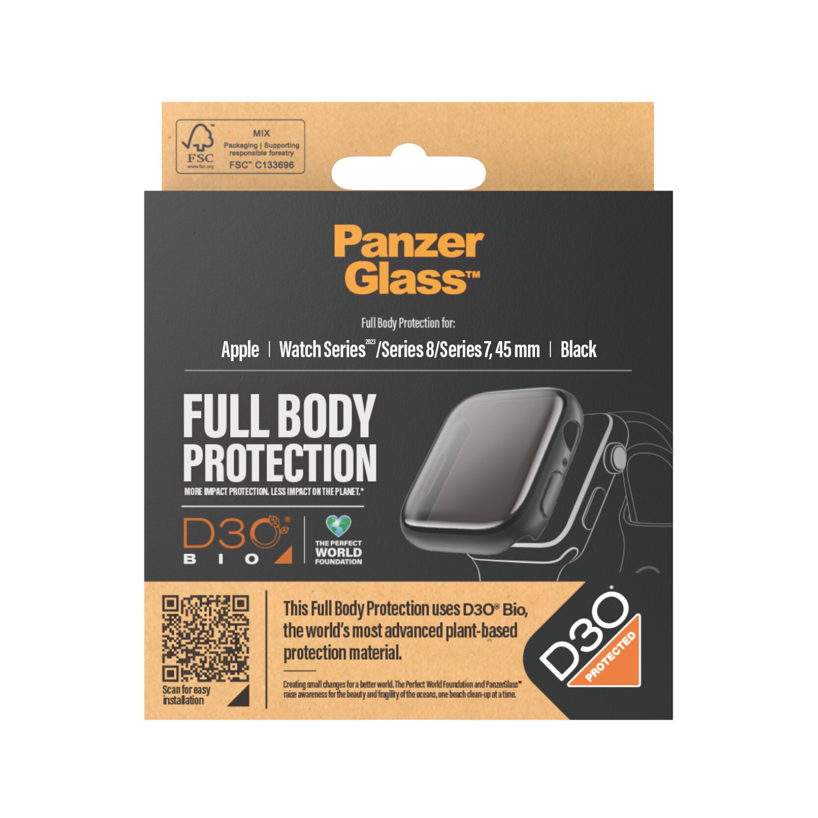 Full Body D3O Funda Apple Watch Series 9 45mm Negro