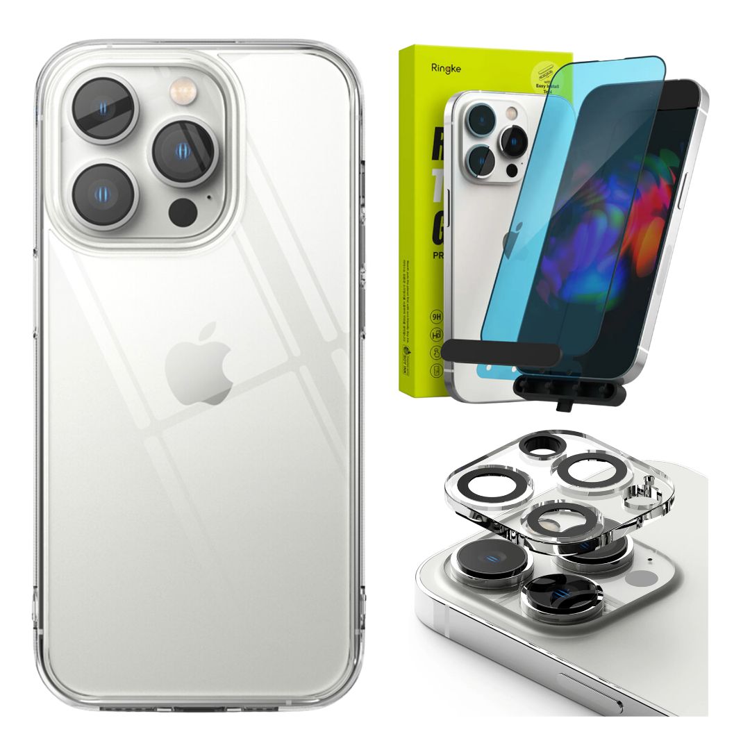 Kit completo para iPhone 14 Pro: Funda, protector de pantalla y protector de cámara