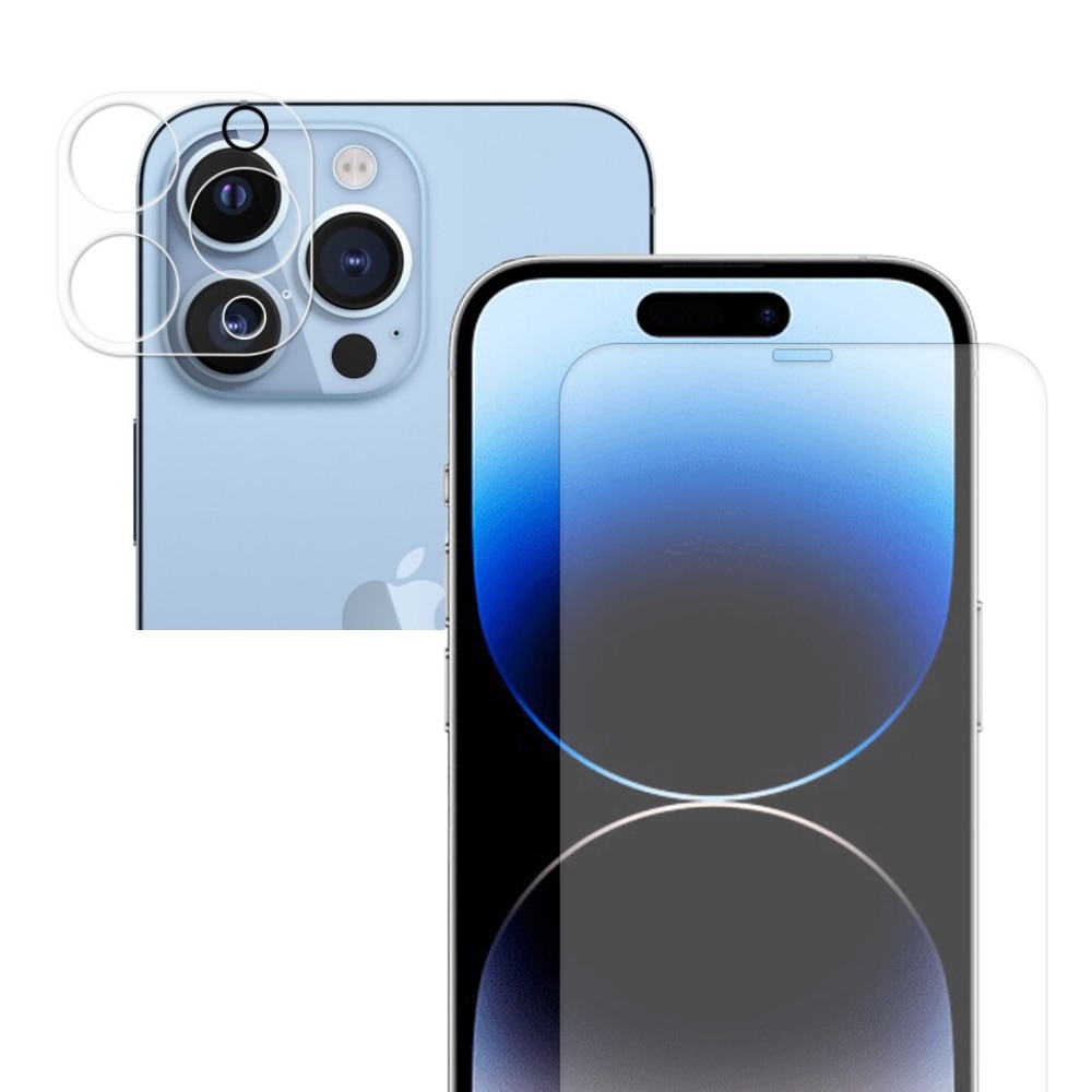 Protector de cámara y protector de pantalla en cristal templado para iPhone 15 Pro Max