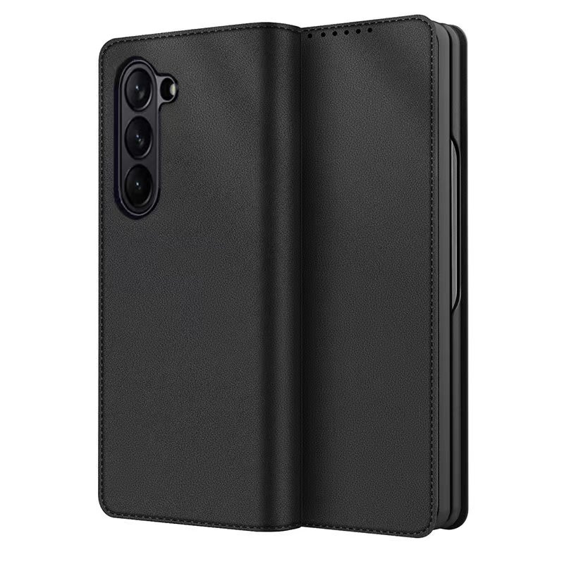 Funda de cuero genuino Samsung Galaxy Z Fold 5, Negro