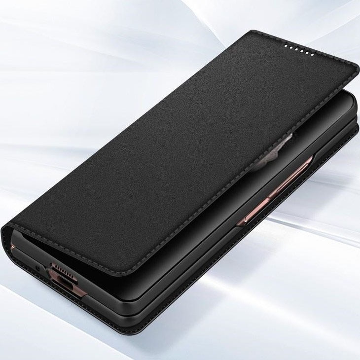 Funda de cuero genuino Samsung Galaxy Z Fold 5, Negro