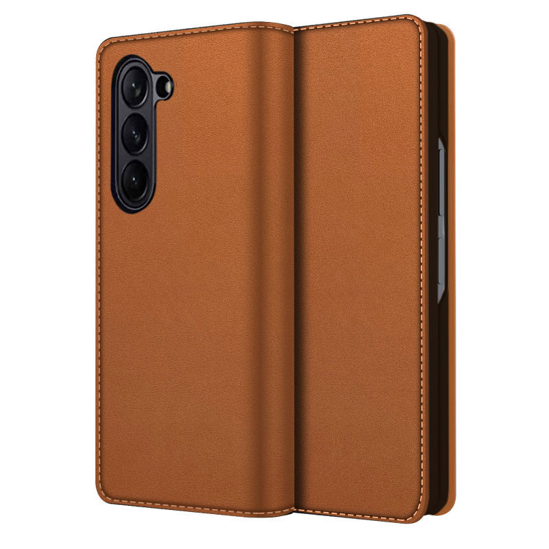 Funda de cuero genuino Samsung Galaxy Z Fold 5, coñac