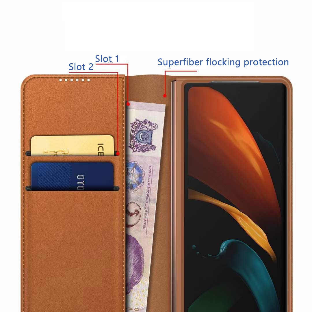Funda de cuero genuino Samsung Galaxy Z Fold 5, Cognac