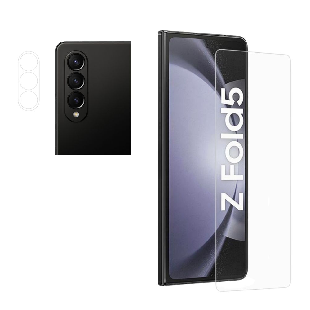 Protector de cámara y protector de pantalla frontal en cristal templado para Samsung Galaxy Z Fold 5