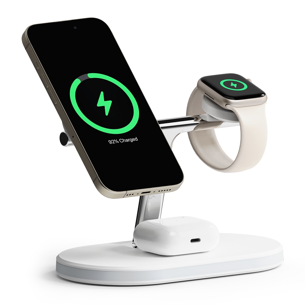 3-in-1 Wireless Charger Stand, blanco