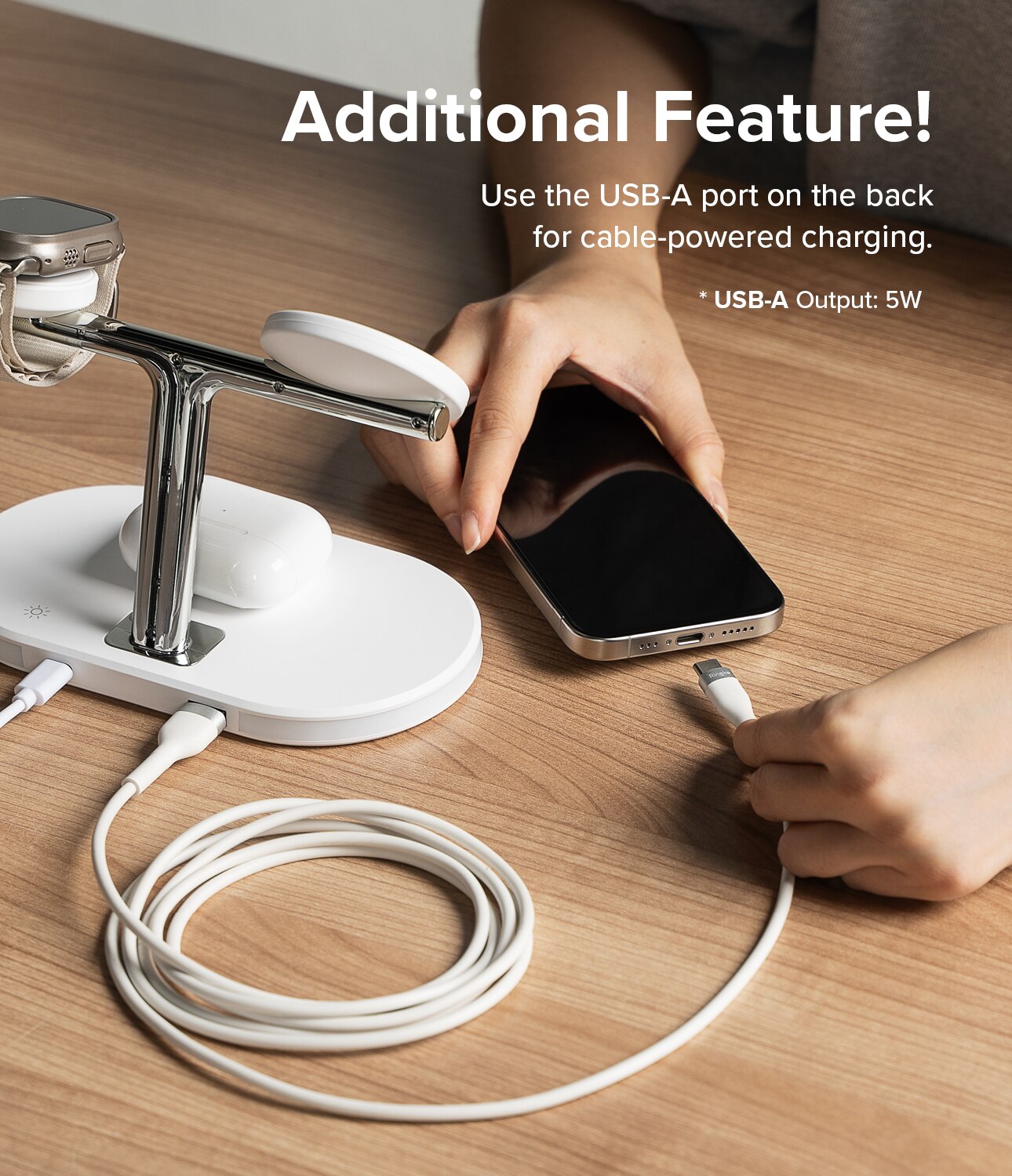 3-in-1 Wireless Charger Stand, blanco