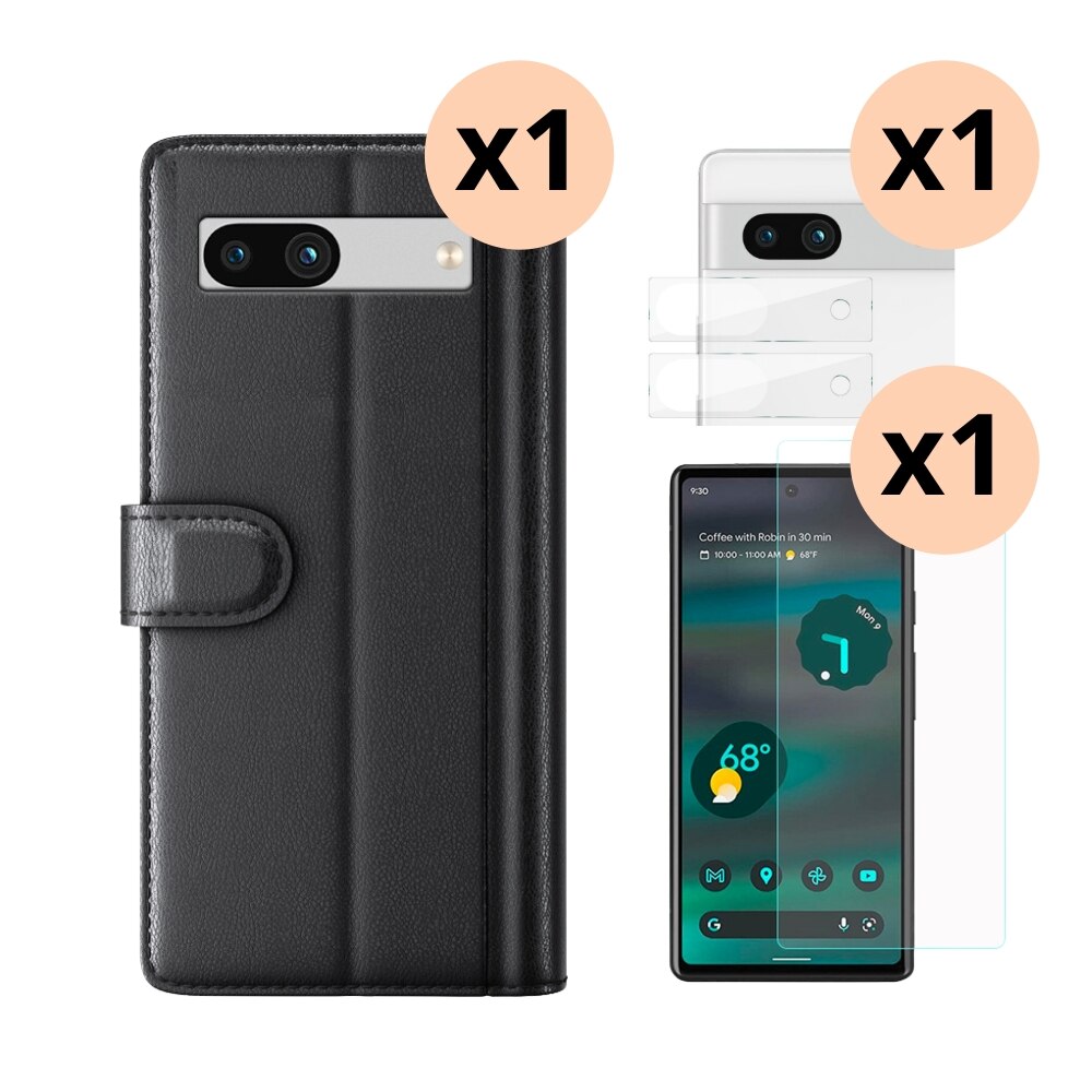 Kit para Google Pixel 7a: Funda cartera, protector de pantalla y protector  de lente cámara - Comprar online