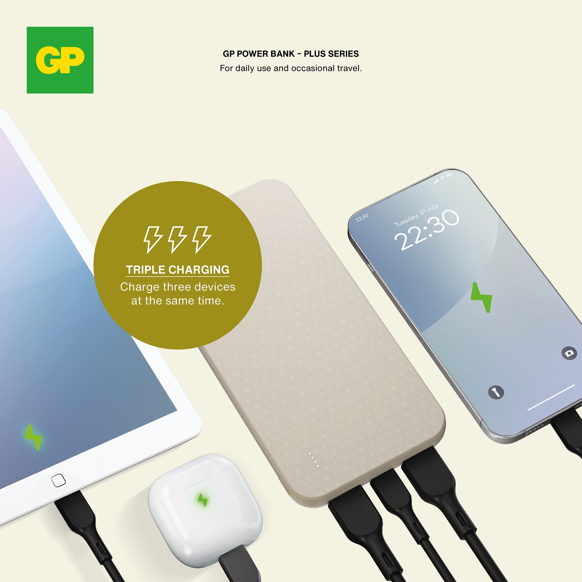 Powerbank Plus 10000mAh Cream
