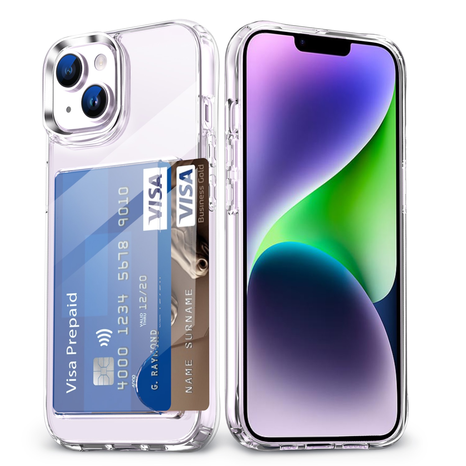 Funda híbrida con ranuras para tarjetas iPhone 16e Transparente
