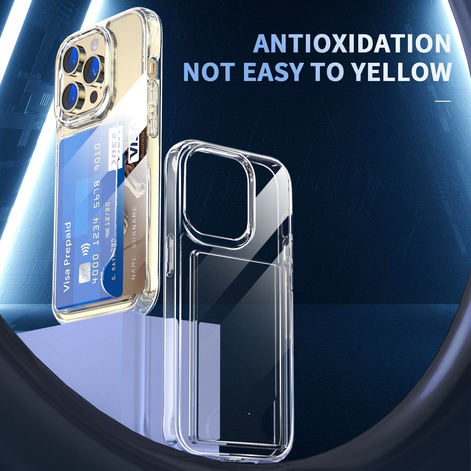 Funda híbrida con ranuras para tarjetas iPhone 15 Pro Transparente