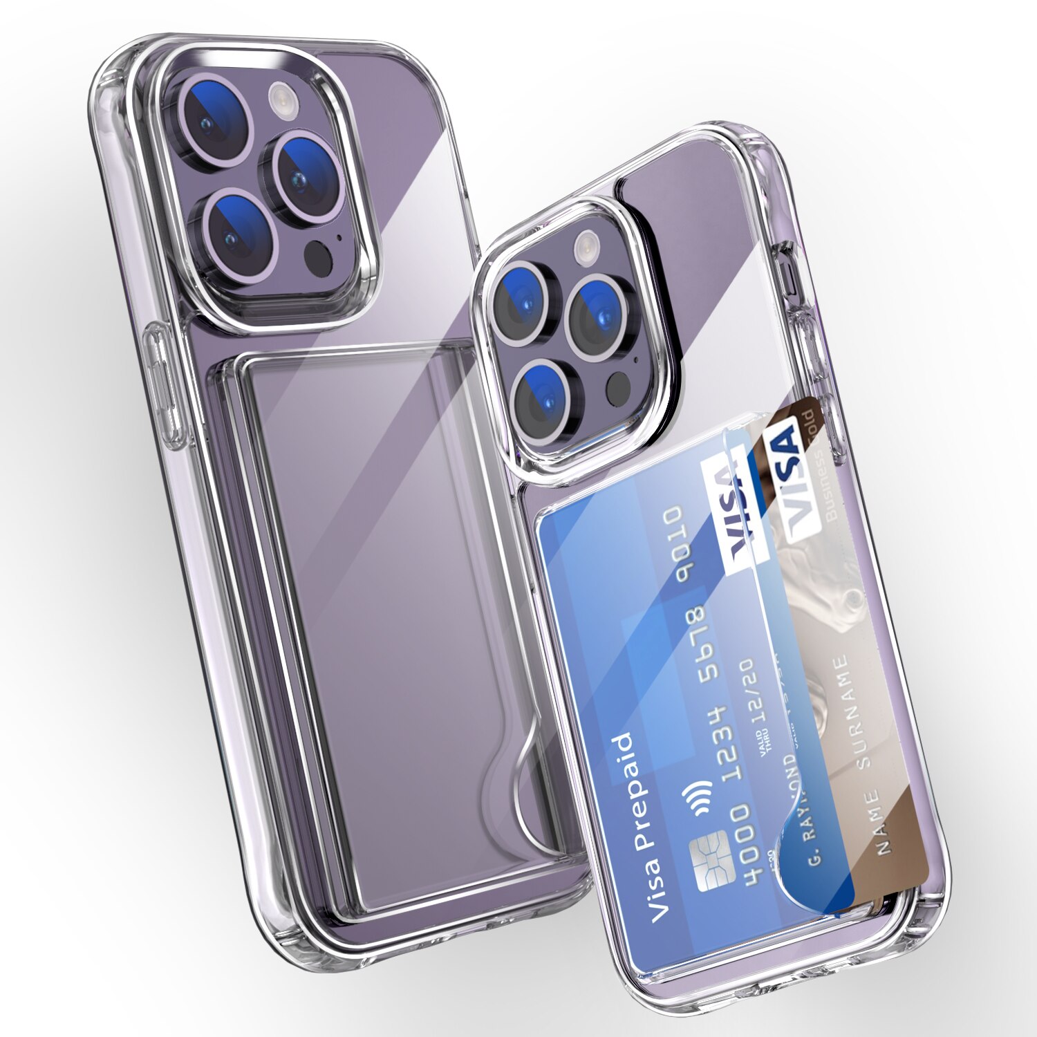 Funda híbrida con ranuras para tarjetas iPhone 15 Pro Max transparente