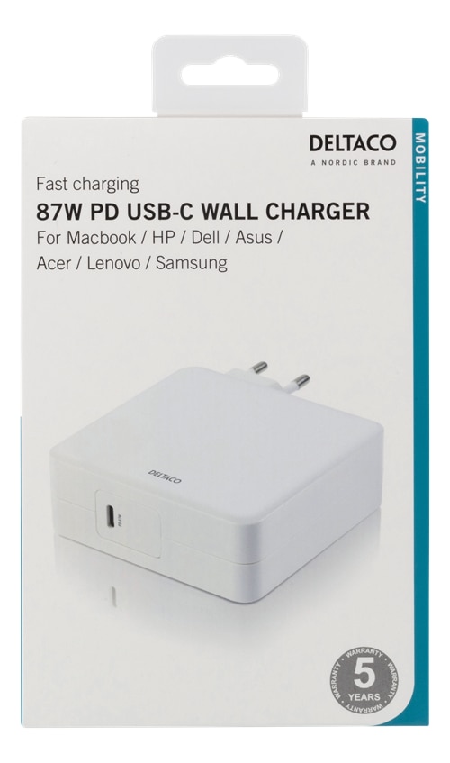 Adaptador de corriente USB-C de 87 W Blanco
