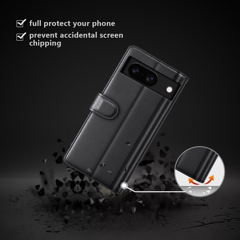 Funda de cuero genuino Google Pixel 8, Negro