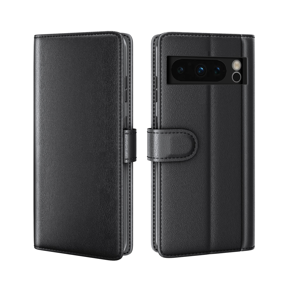 Funda de cuero genuino Google Pixel 8 Pro, negro