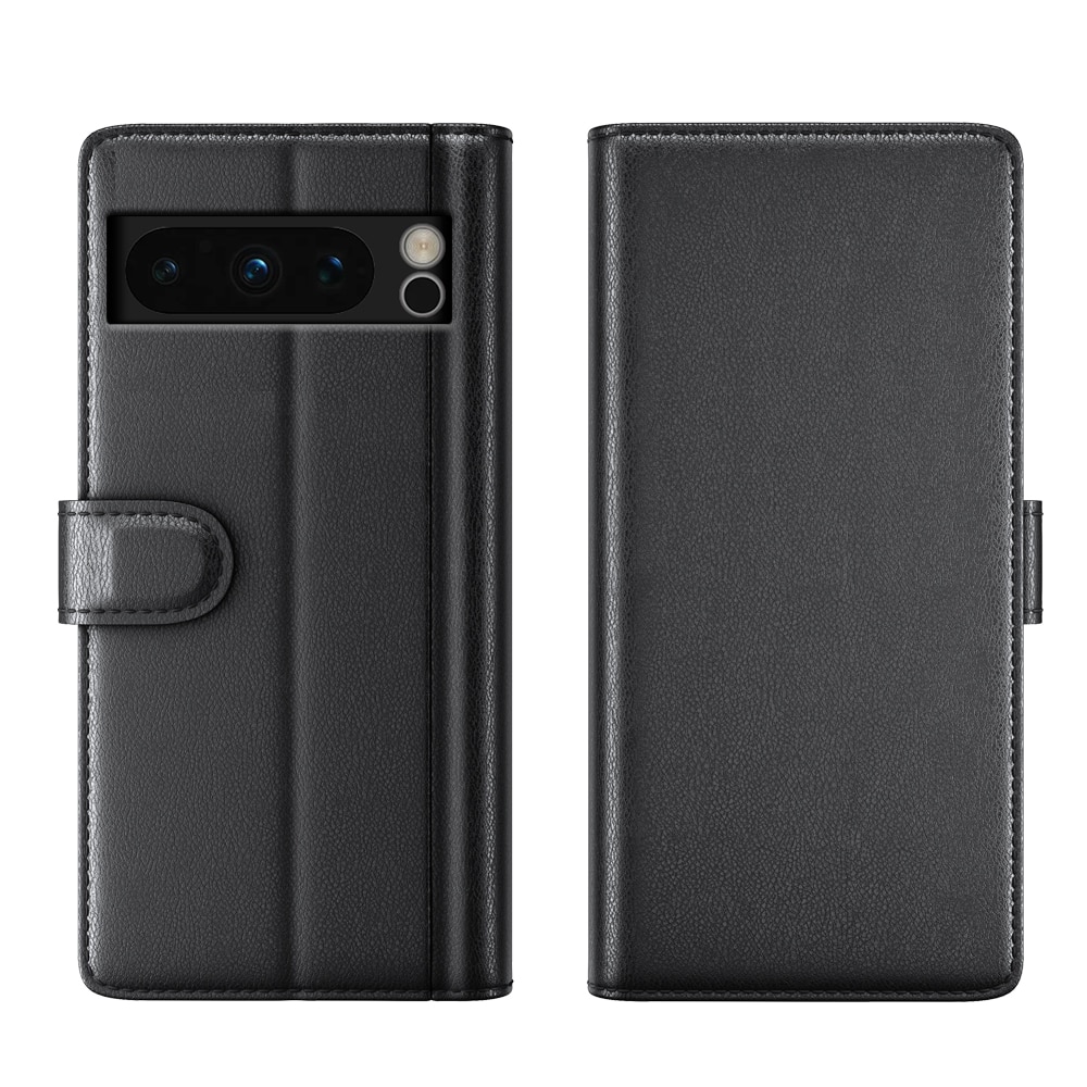 Funda de cuero genuino Google Pixel 8 Pro, Negro