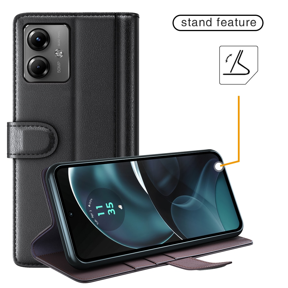 Funda de cuero genuino Motorola Moto G14, Negro