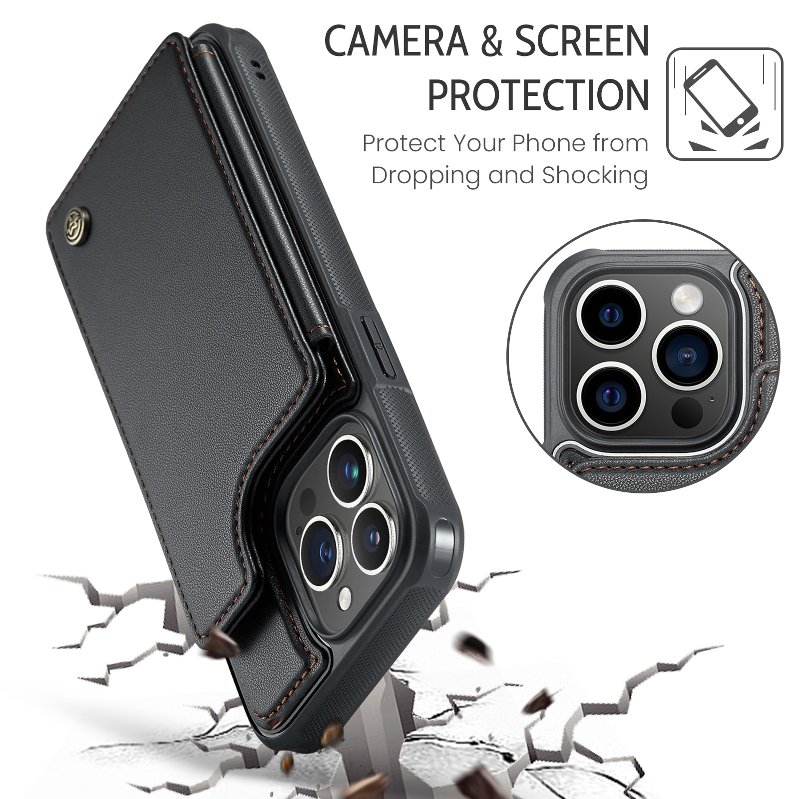 Funda con tarjetero anti-RFID iPhone 15 Pro Max negro