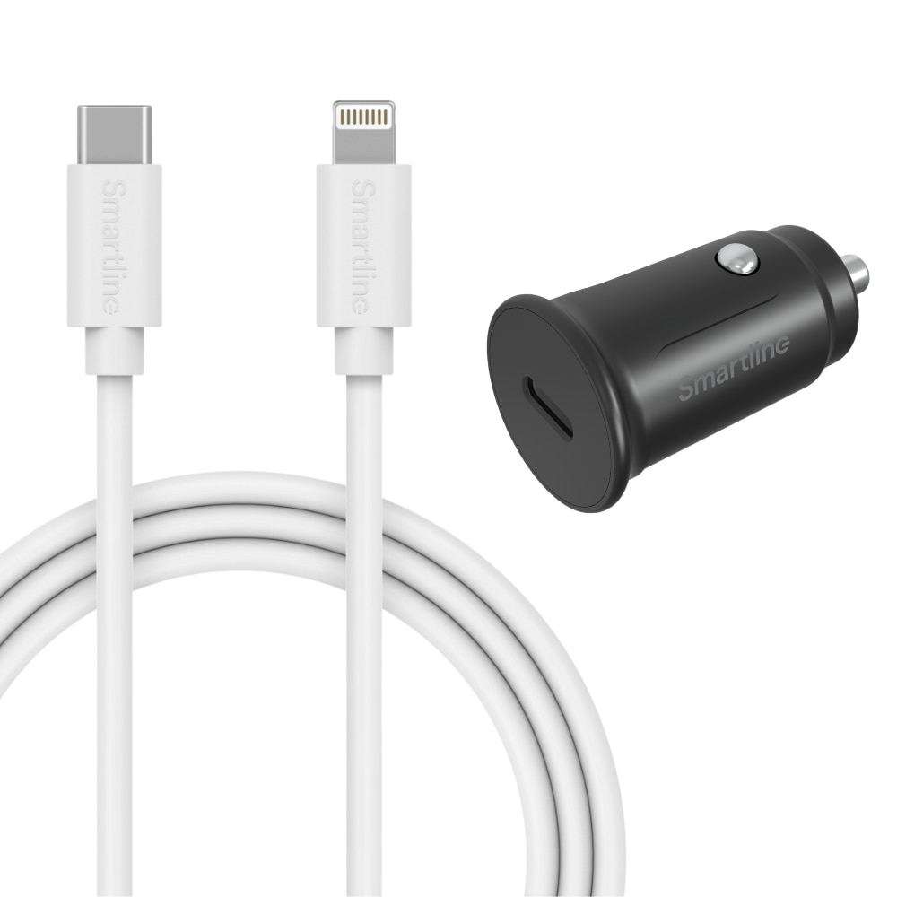 Cargador de Coche completo para iPhone 13 Mini - Cable de 1m y Cargador Lightning - Smartline