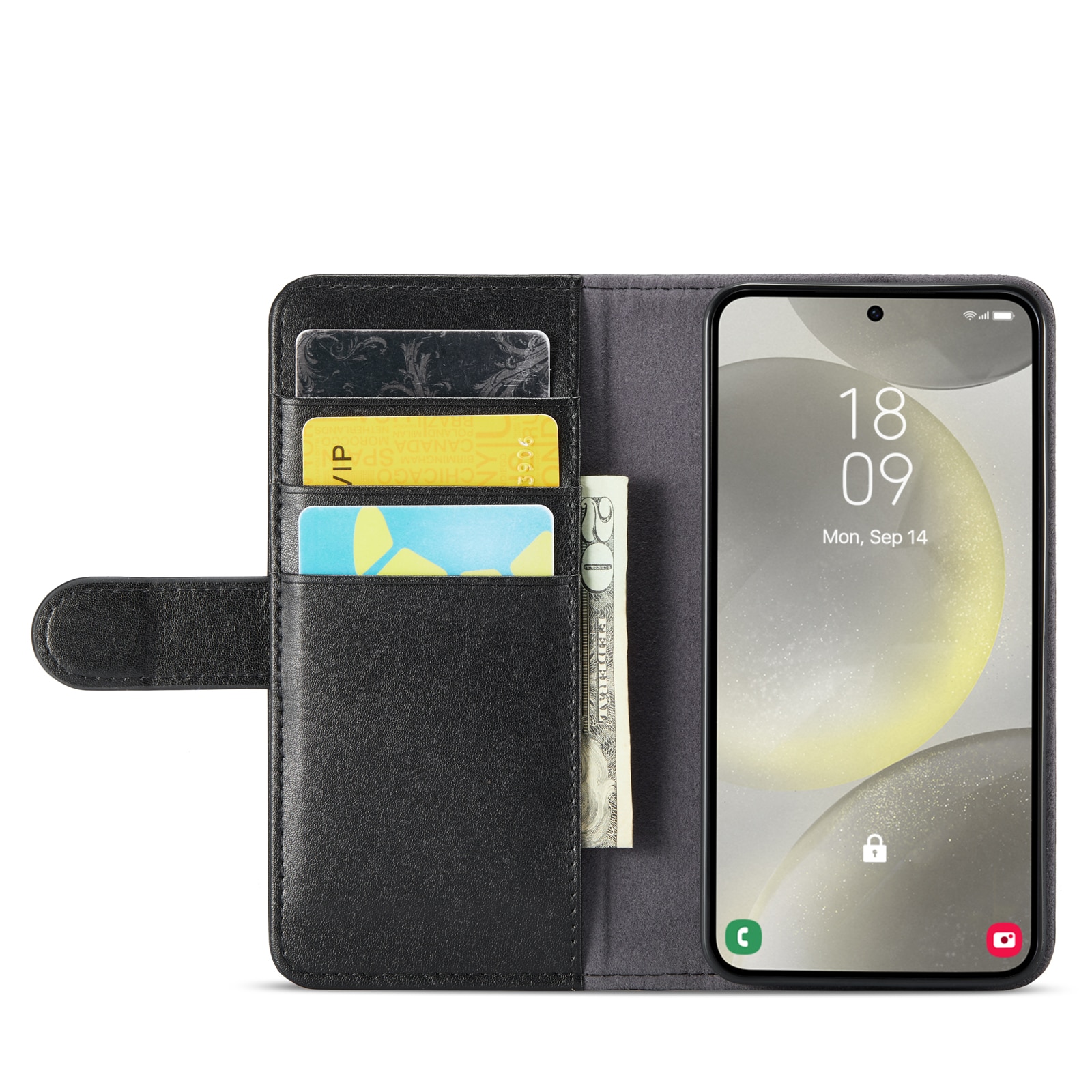 Funda de cuero genuino Samsung Galaxy S24 Plus, Negro