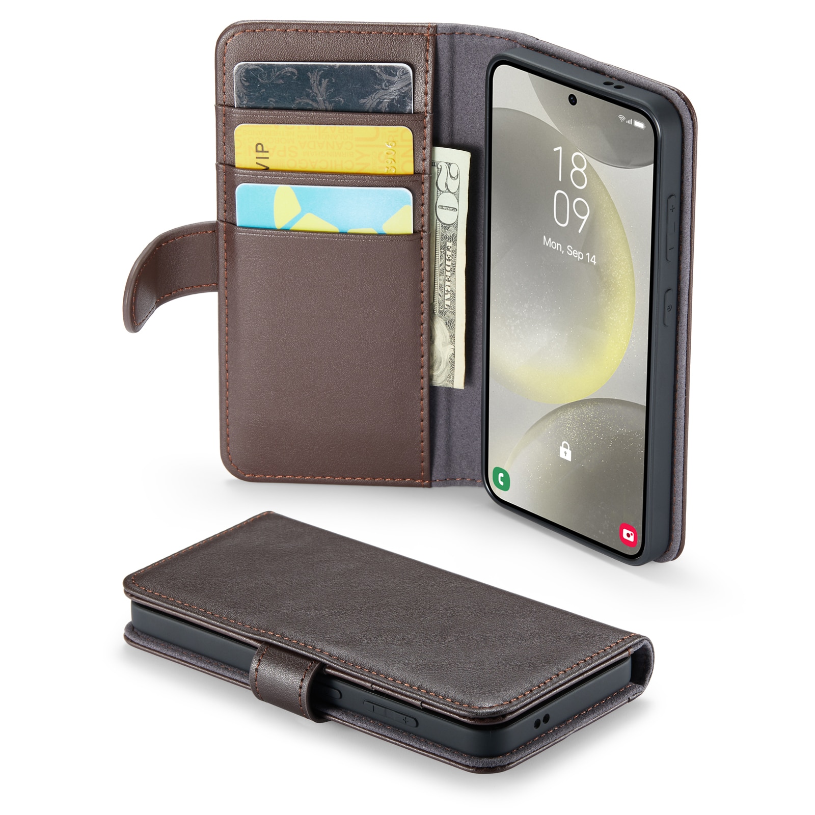 Funda de cuero genuino Samsung Galaxy S24 FE, Marrón