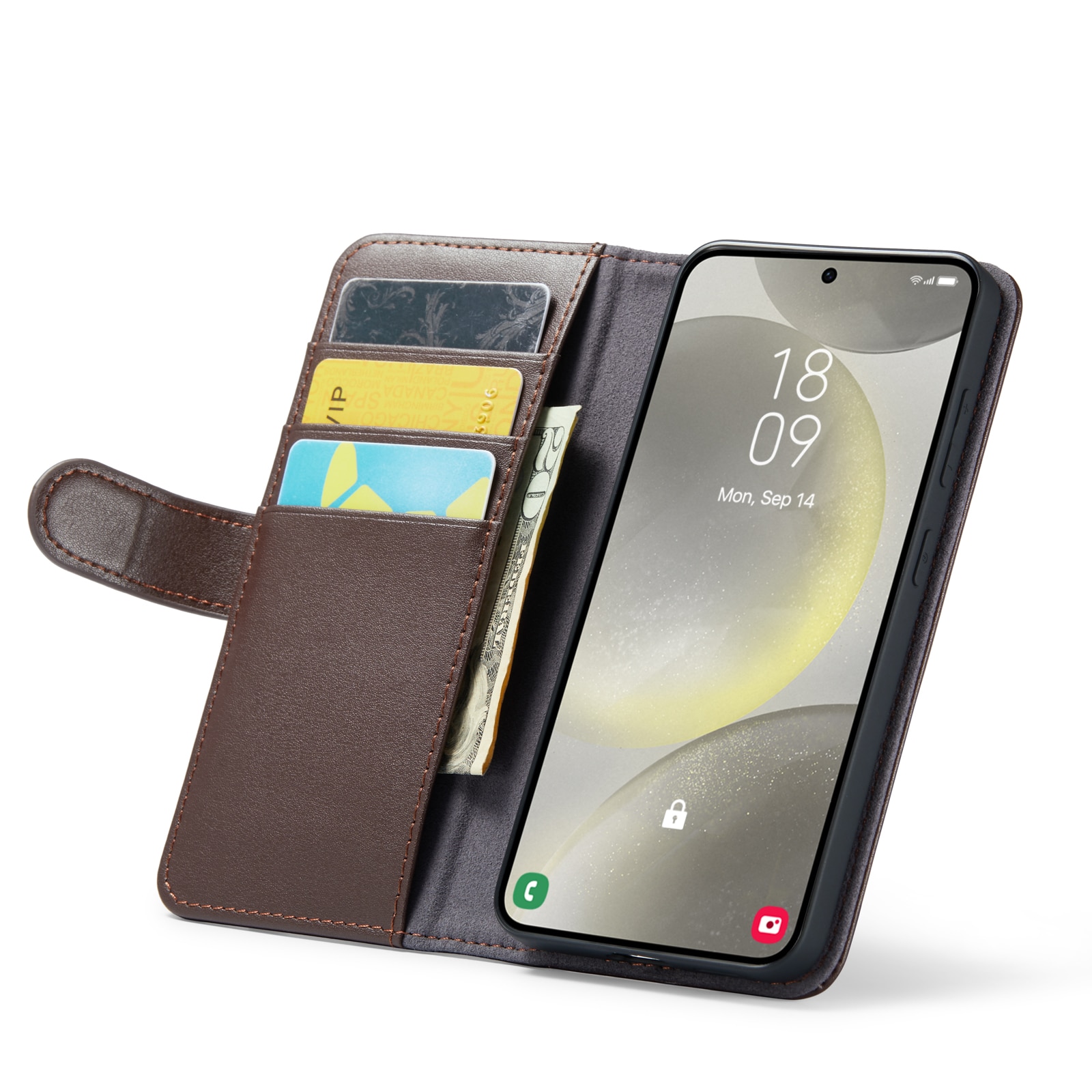 Funda de cuero genuino Samsung Galaxy S24 FE, Marrón