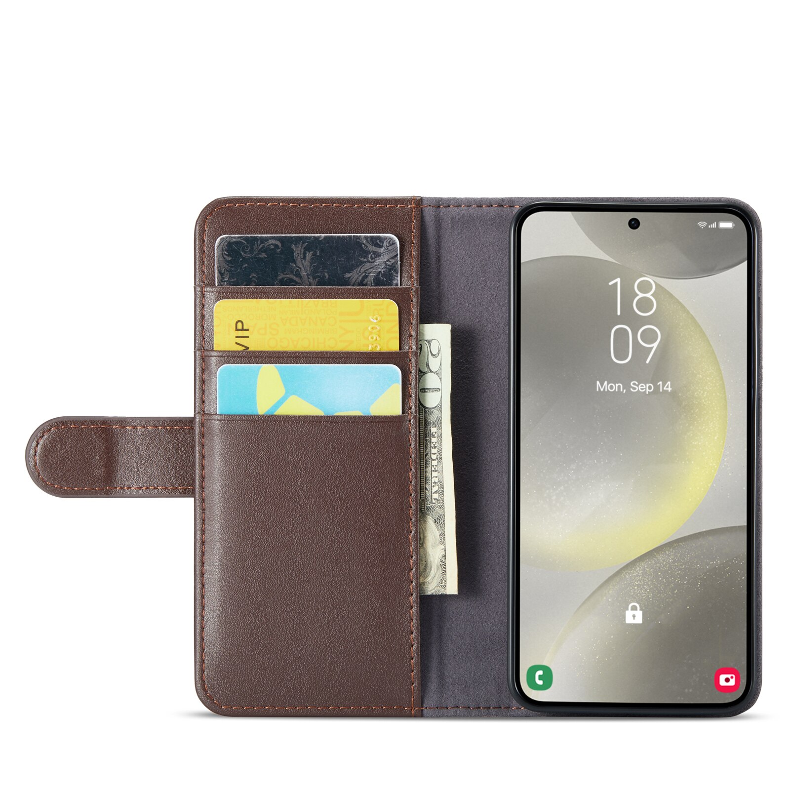 Funda de cuero genuino Samsung Galaxy S24 FE, Marrón