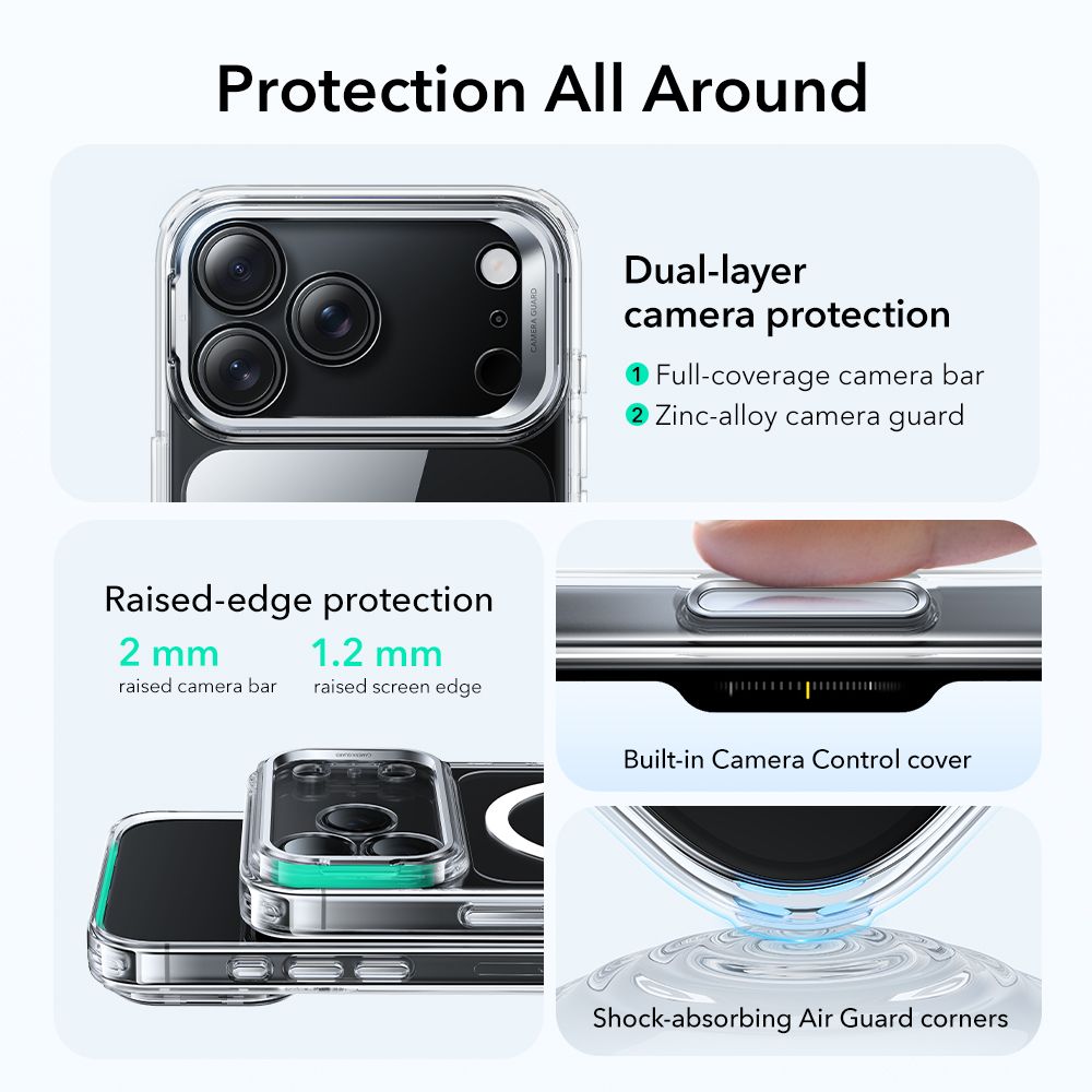 Classic Kickstand Halolock MagSafe iPhone 17 Pro Transparente