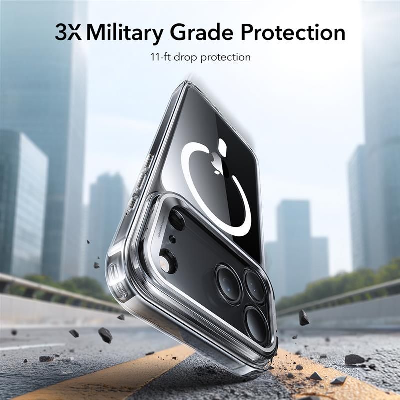 Classic Kickstand Halolock MagSafe iPhone 17 Pro Transparente