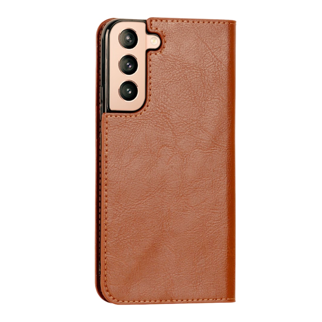Funda cartera de cuero genuino Samsung Galaxy S22 Marrón