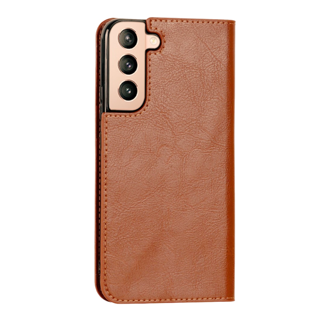 Funda cartera de cuero genuino Samsung Galaxy S22 marrón