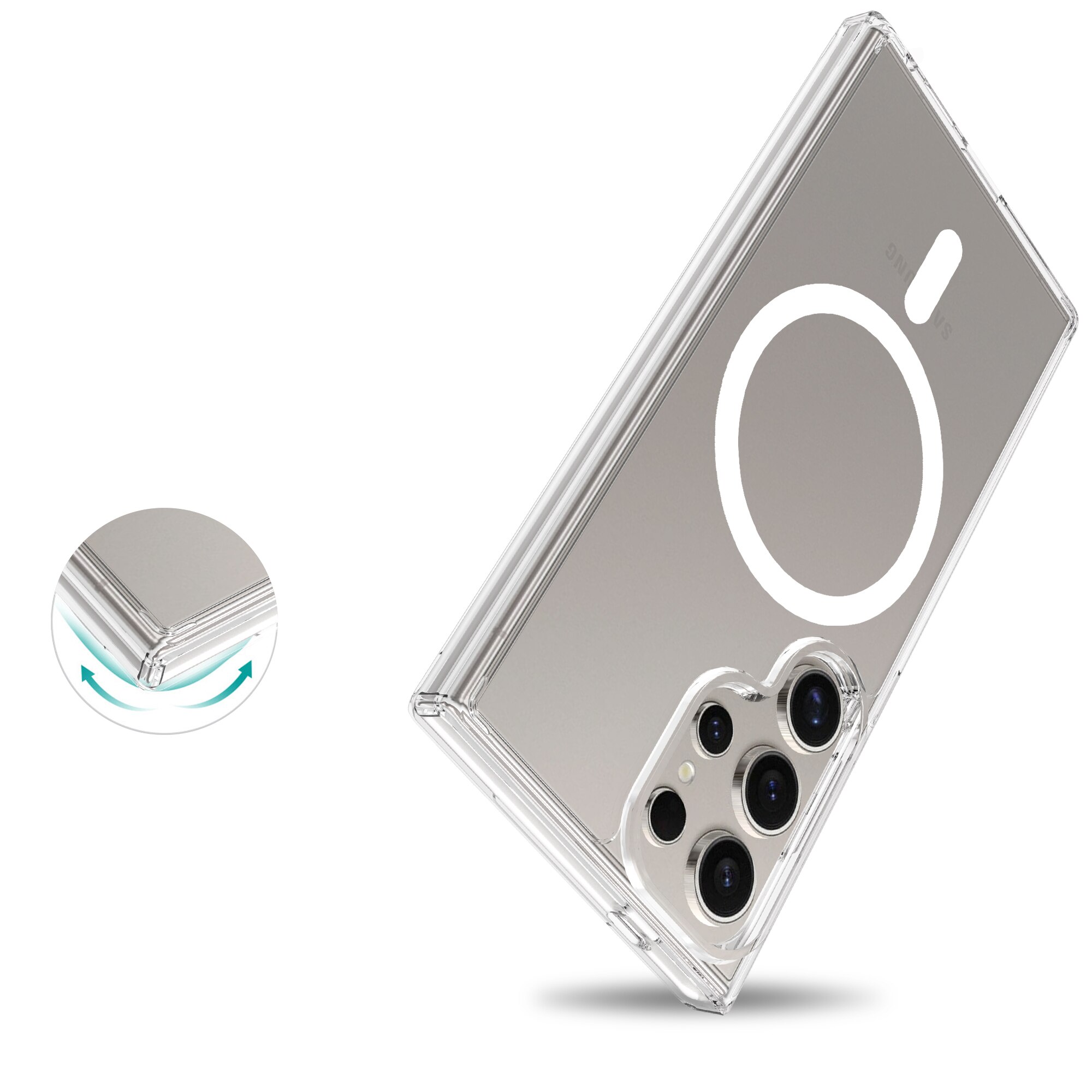 Funda híbrida MagSafe Samsung Galaxy S24 Ultra transparente