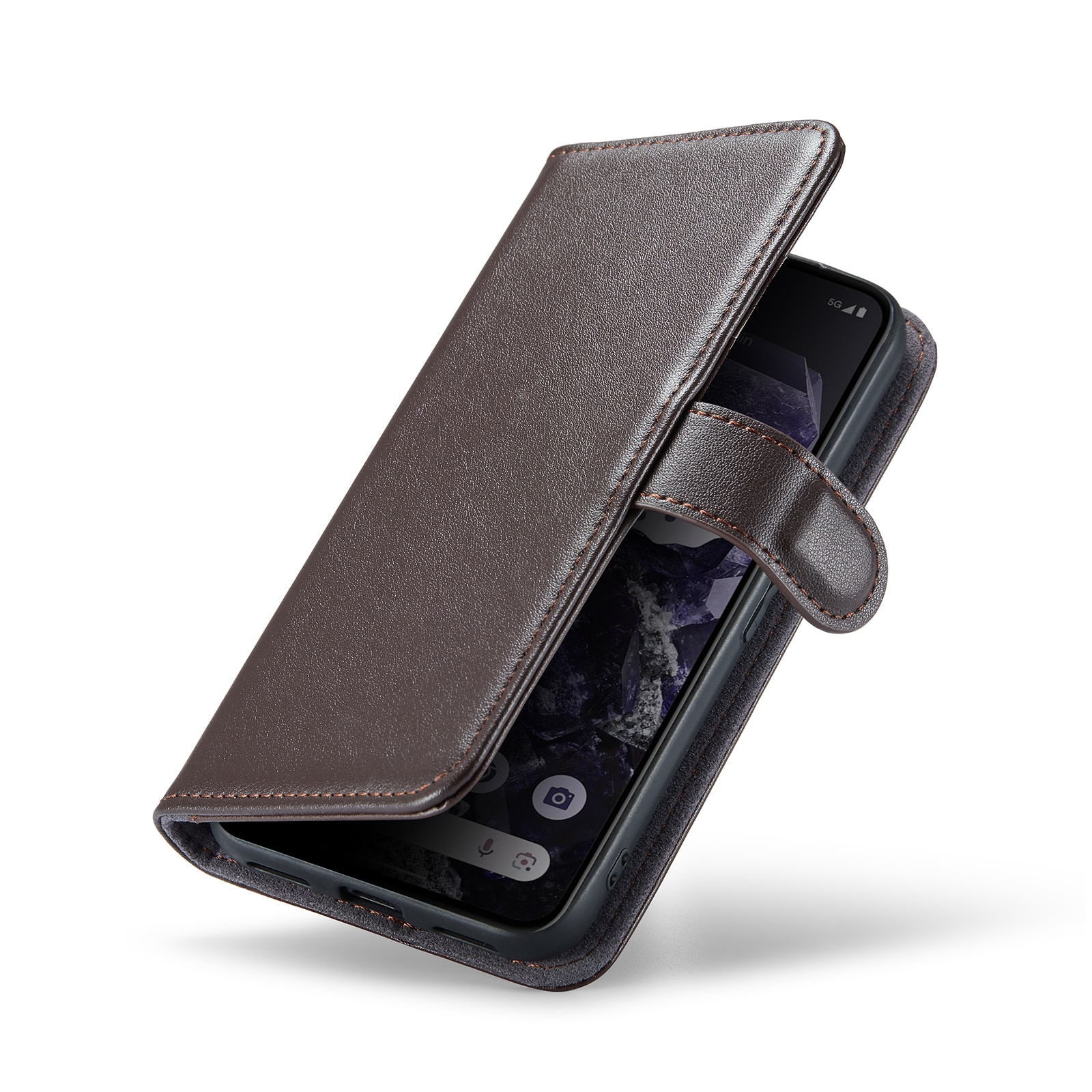 Funda de cuero genuino Google Pixel 8a, Marrón