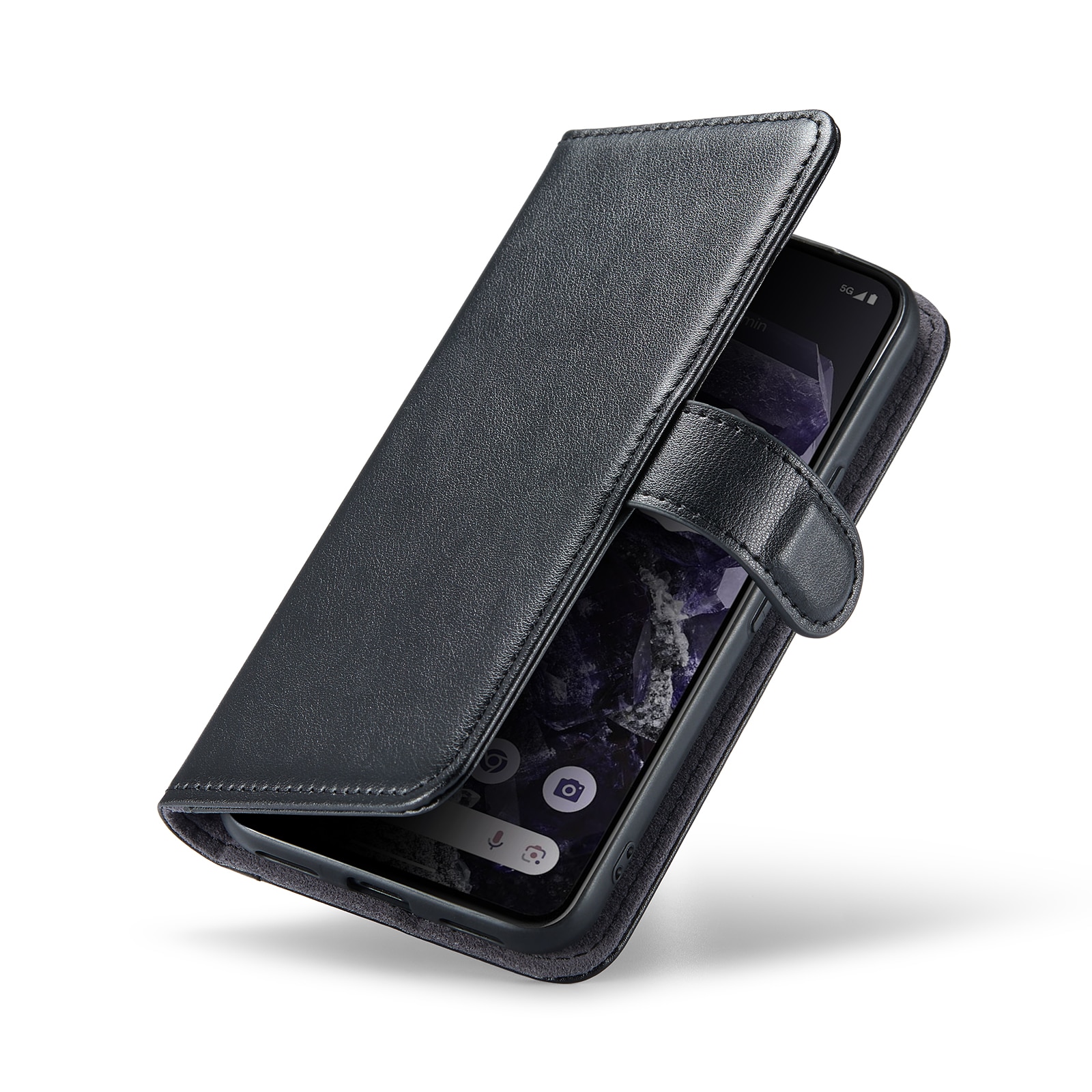 Funda de cuero genuino Google Pixel 8a, Negro