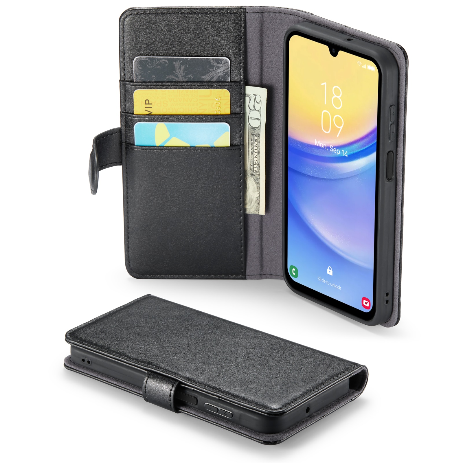 Funda de cuero genuino Samsung Galaxy A25, Negro