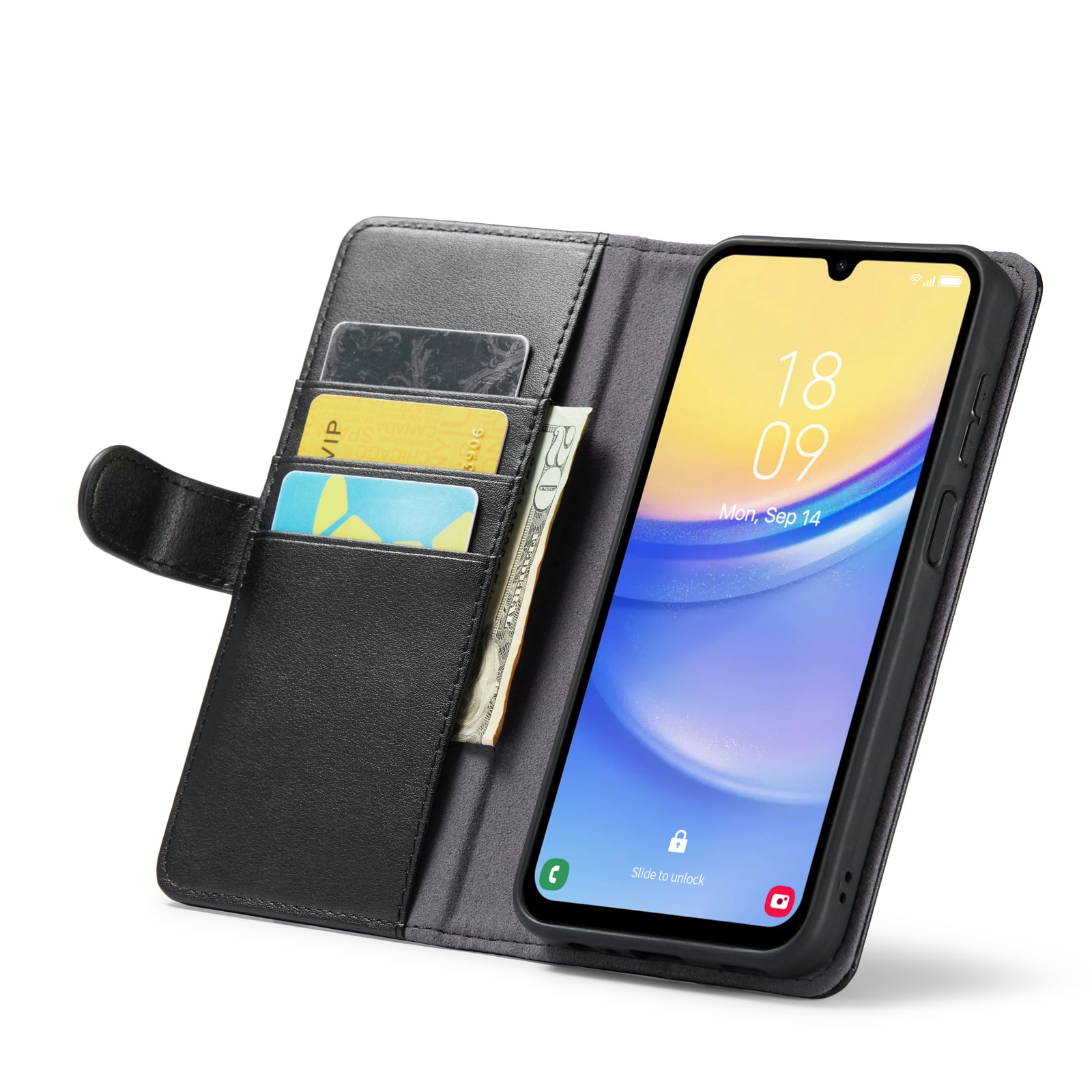 Funda de cuero genuino Samsung Galaxy A15, Negro
