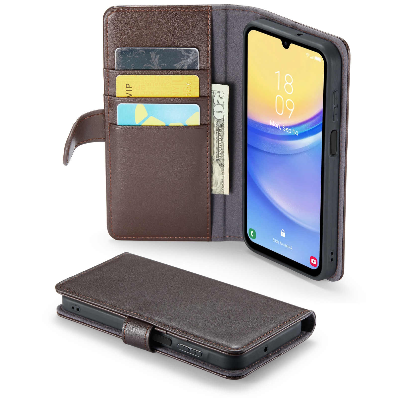 Funda de cuero genuino Samsung Galaxy A25, Marrón