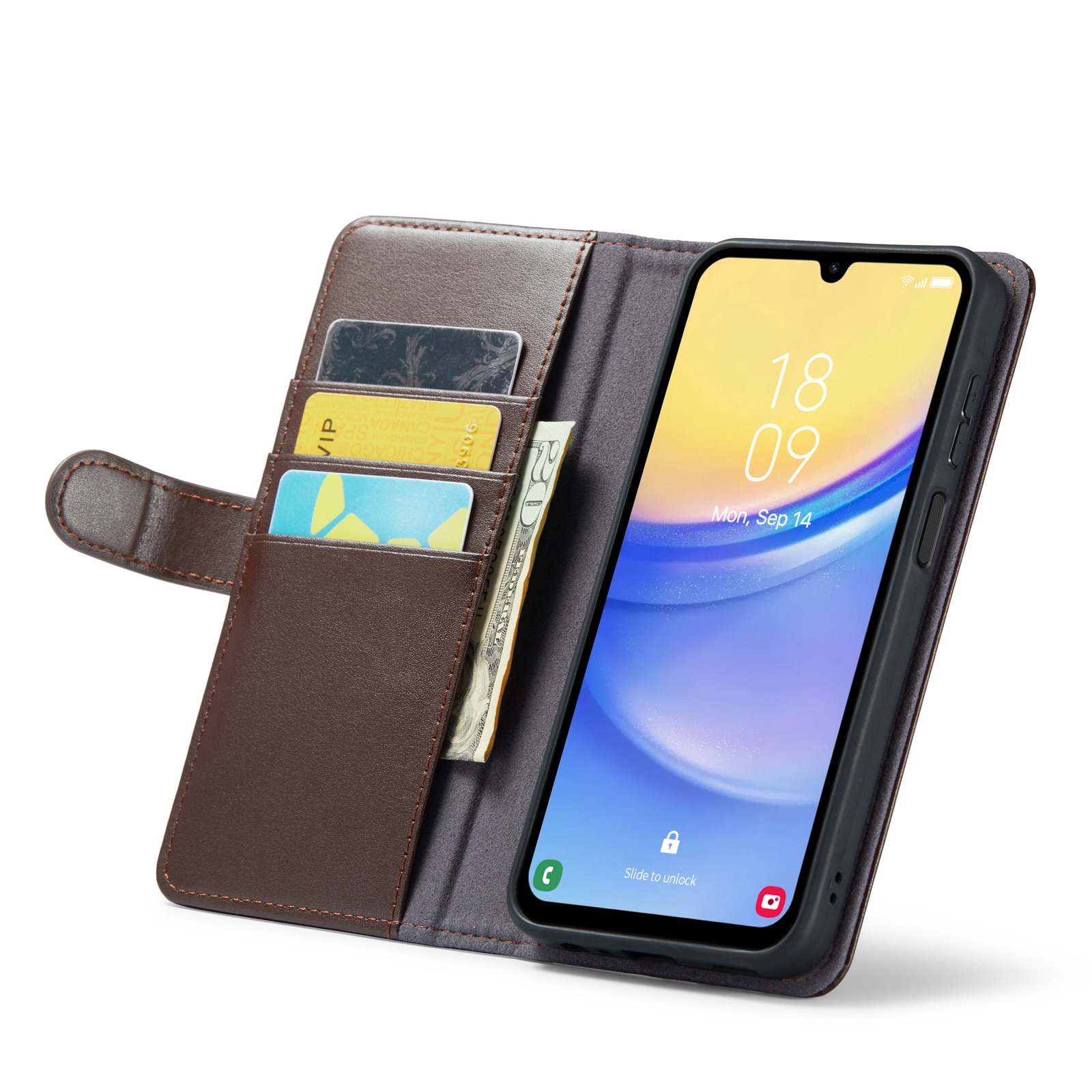 Funda de cuero genuino Samsung Galaxy A25, Marrón