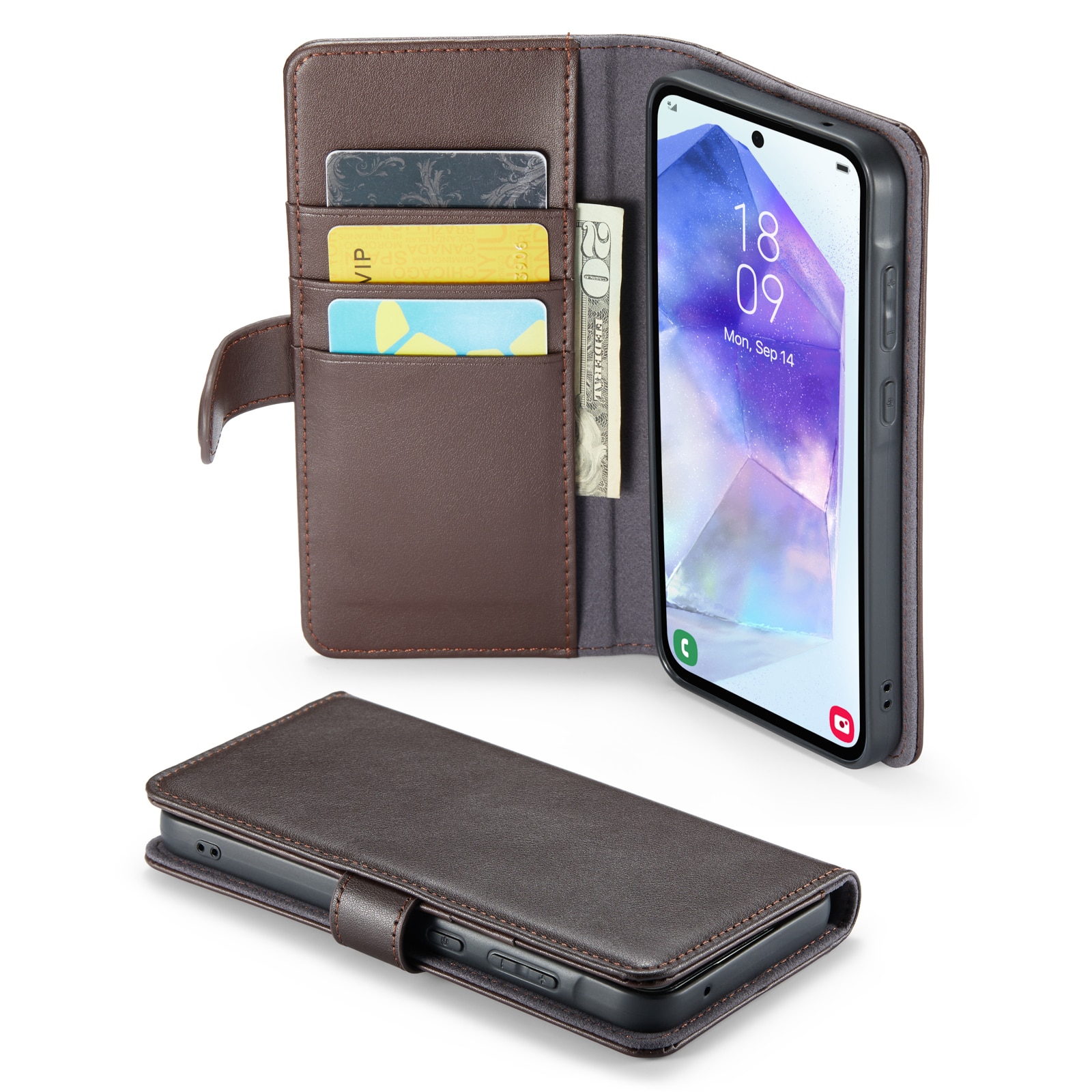 Funda de cuero genuino Samsung Galaxy A35, Marrón