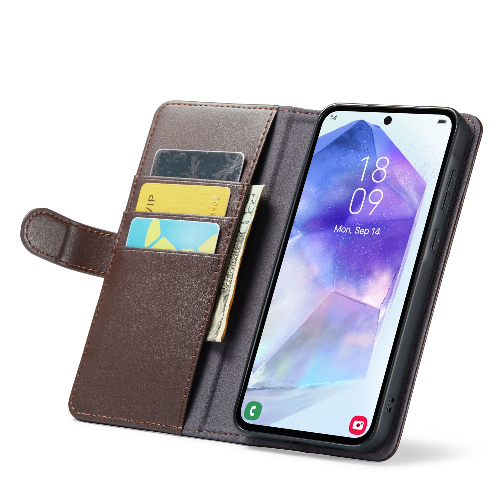 Funda de cuero genuino Samsung Galaxy A35, Marrón