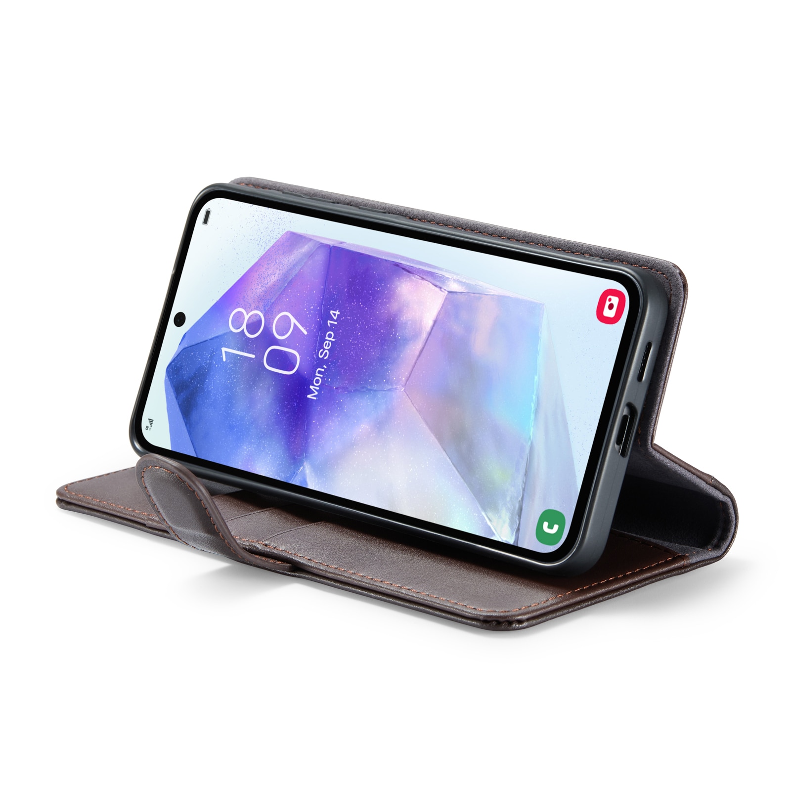 Funda de cuero genuino Samsung Galaxy A35, Marrón