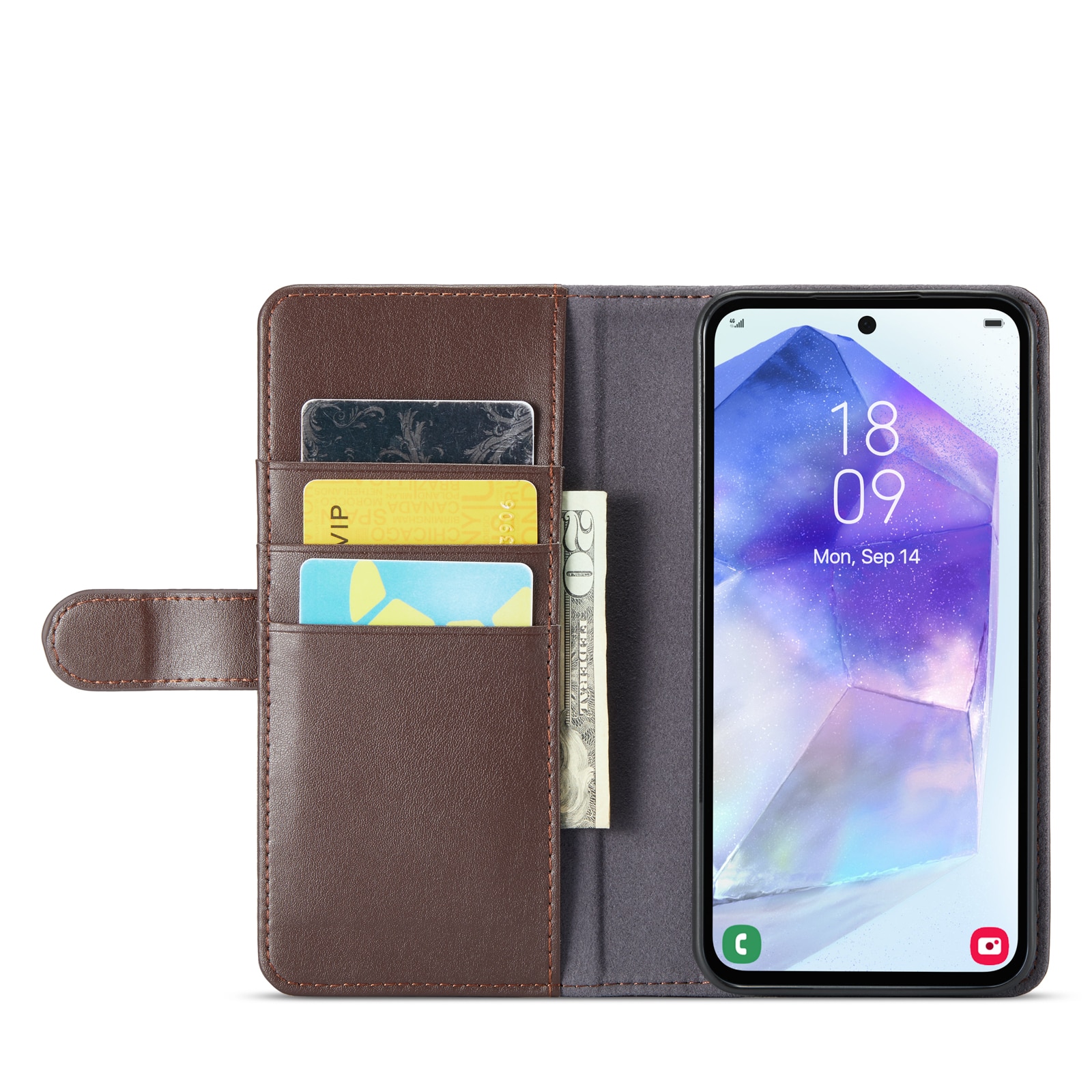Funda de cuero genuino Samsung Galaxy A35, Marrón